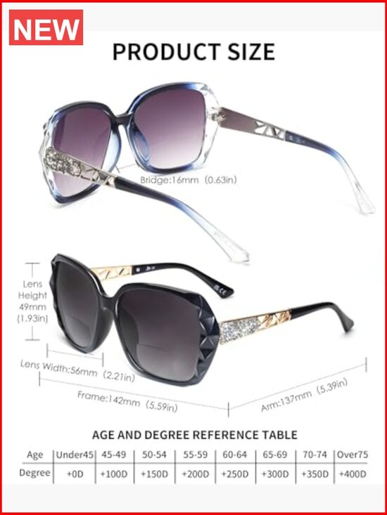 2 Pack Oversized Square Bifocal Sunglasses with Spring Hinge main image 4